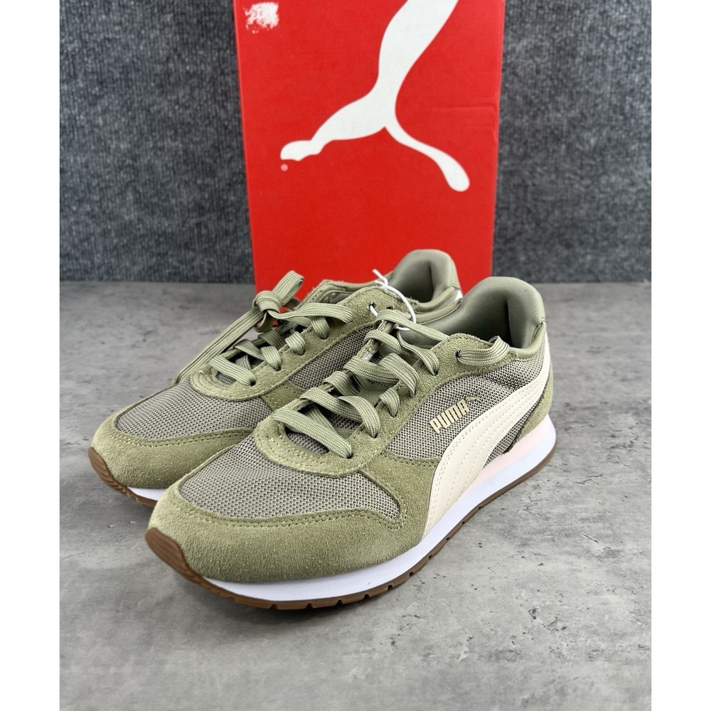 PUMA Womens Jogger Sneakers Size 7.5 Green Suede Mesh SoftFoam+ New